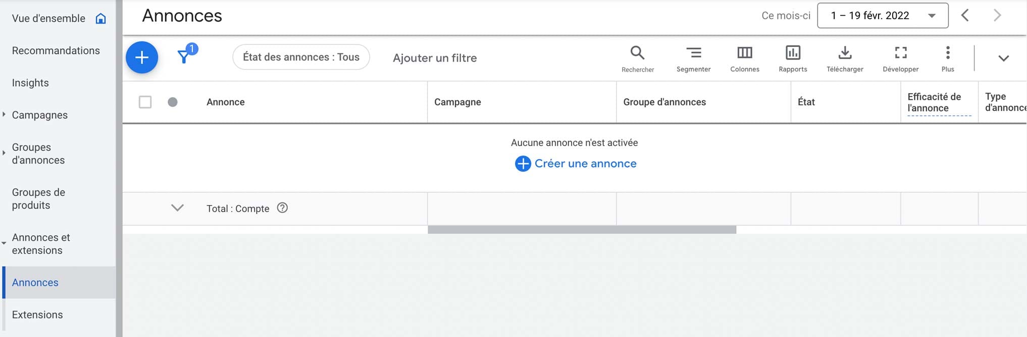 Comment créer une annonce RSA étape 1